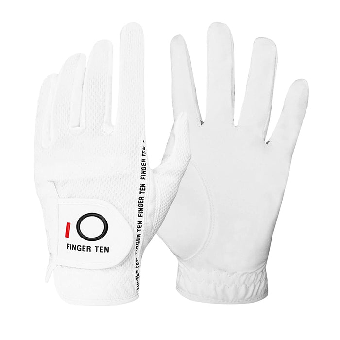 FINGER TEN Men’s Golf Glove Left Hand Rain Grip Pack, Durable Fit for Hot Wet All Weather