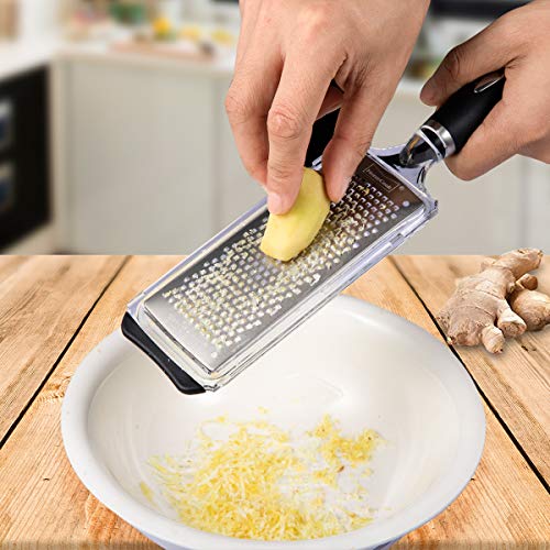 Otevy Mos Ginger Grater Tool With Handle Lemon Zester With Catcher Premium Stainless Steel Mini Grater With Container