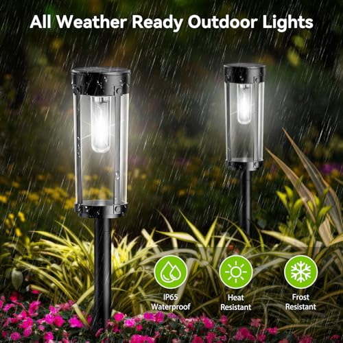 WdtPro Solar Lights for Outside Pathway 8 Pack, Super Bright Over 12 Hours Solar Walkway Driveway Lights, Waterproof Outdoor