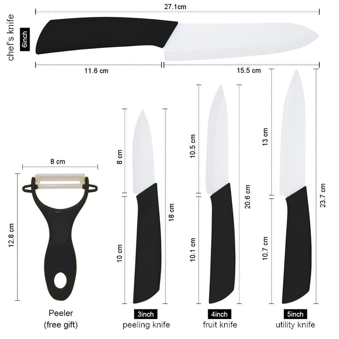 5-Pieces Ceramic Knife Set,Sharp Ceramic Knife with Block Stand