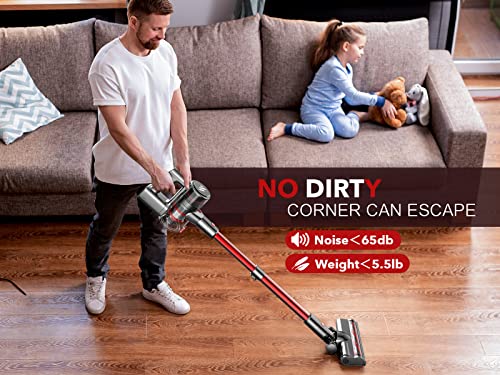 Zokerlife Stick Vacuum, Cordless Vacuum Cleaner With 2200Mah Powerful , Up To 35 Mins Runtime Vacuum Cleaner