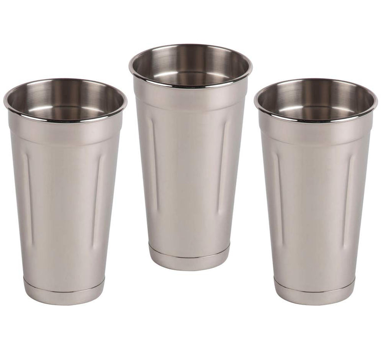 Metal Magery Stainless Steel Milkshake Cups Immersion Hand Blender Malt Cup  30 oz Set of 2