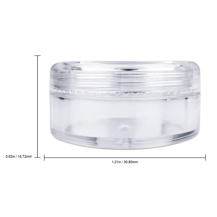 (Quantity: 200 Pieces) Beauticom 5G/5ML Round Clear Jars with Screw Cap Lid BPA Free