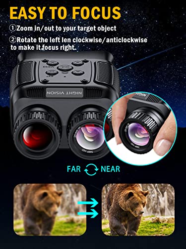 Wishbety Night Vision Binoculars,Nightvision Infrared Glogges Digital Rechargeable Scope 4K For Total Darkness, 32Gb Card