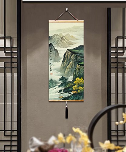 Chinese Wall Scroll Japanese Scroll Japanese Wall Art Chinese Art Scroll  Asian Wall Scroll Decor Home-Songhe Chaoyang