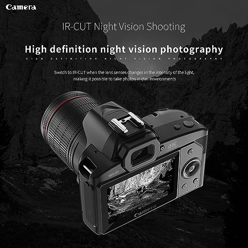 4K Vlogging Camera For Youtube, 64Mp Hd Night Vision Digital Camera For Photography With Wifi, 3In Screen 16X Digital Zoom Camcor