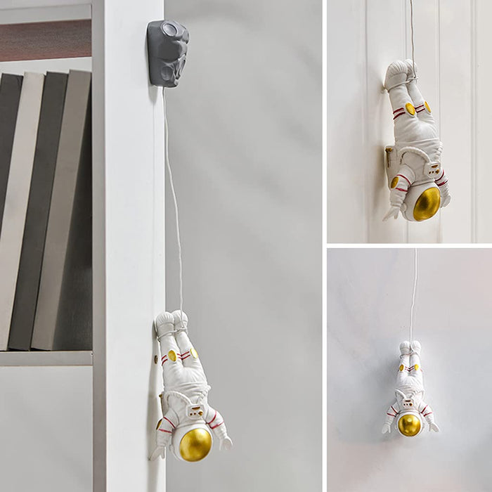 Bddalpke Modern Astronaut WallMounted Resin Spaceman Miniature Figurines for Kids Boys Wall Sculpture with Hanging Rope Bedroom