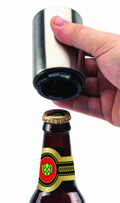 Jokari Magnetic Automatic One Handed Bottle Top Pop Opener. Easily Open Any Pry Top Beverage Without Damaging the Cap With 1 Push