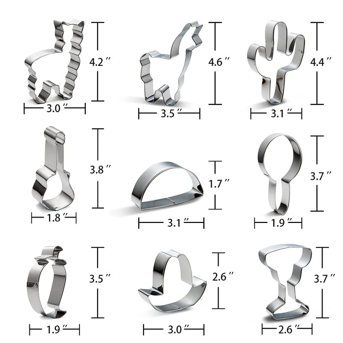 Cinco de Mayo/Mexican Fiesta Pinata Cookie Cutters Stainless Steel Cake Tool DIY Pastry Decorating (9pcs)