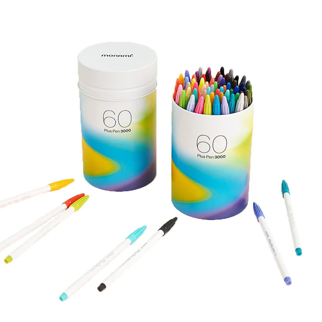Primrosia 60 Dual Tip Marker Pens, Fineliner and Watercolor Brush Pens for Art Sketching Illustration Calligraphy Permanent Highlighter Bullet