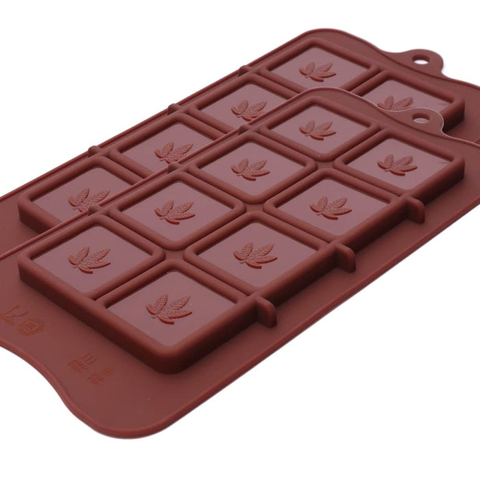 Marijuana Leaf Chocolate Bar Silicone Candy Mold Trays, 2 Pack