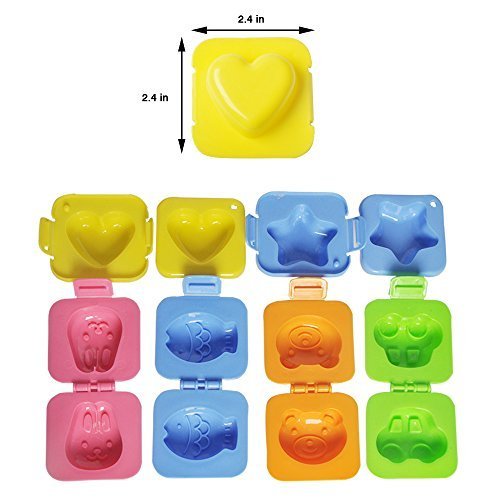 Bundle of Egg Sushi Rice Mold and Vegetable Cutter Shapes Set, 6 Sets of Rice Mold and 8 Pieces Fruit Cookie Cutter