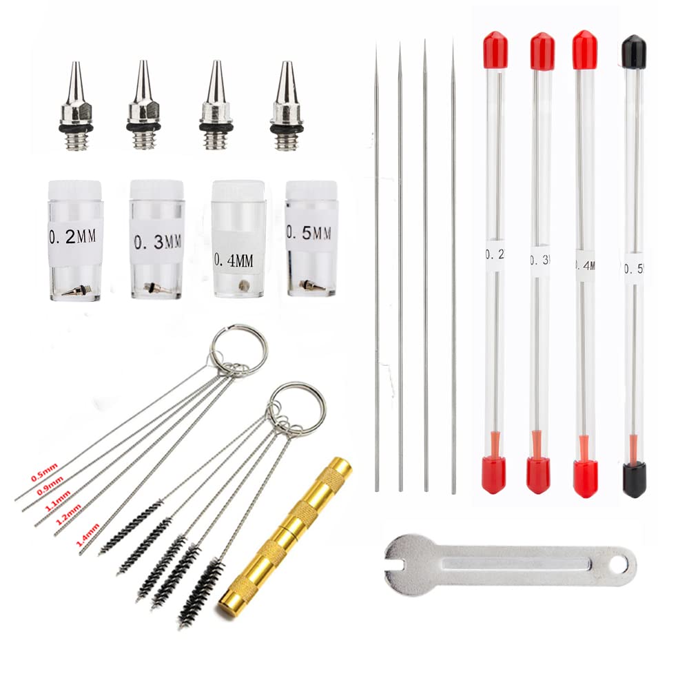 Uouteo 0.2mm, 0.3mm, 0.4mm,0.5mm Airbrush Nozzles and Needles Replacem —  CHIMIYA