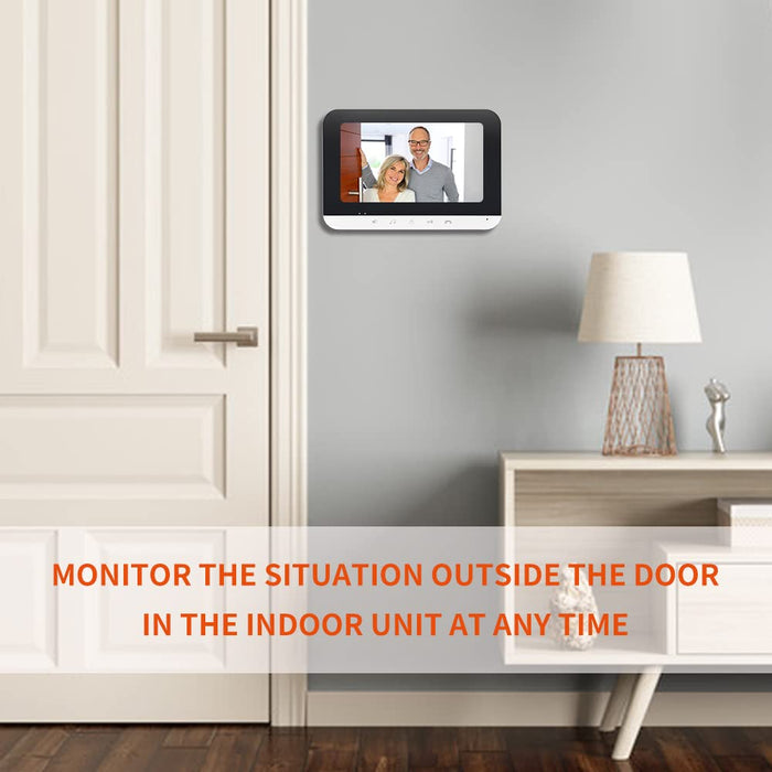 AMOCAM Video Intercom System, 7 Inche Monitor Wired Video Door Phone  Doorbell Kit, Indoor Outdoor IR HD Camera Door Intercom, Support Unlock