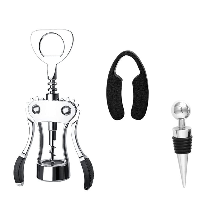 Lyanser Wine Corkscrew Pack of 3 Wing Corkscrew, Alloy Wine Opener with Alloy Wine Stoppers and Wine Foil Cutter, Multifunctional