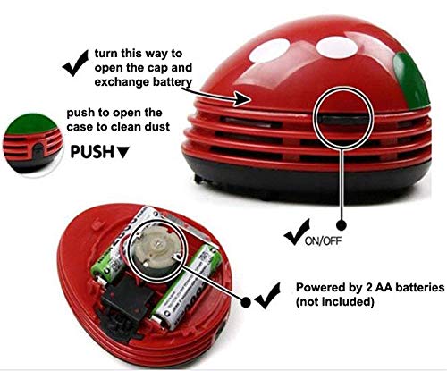Zswell Ladybug Vacuum Cleaner Mini Vacuum Cleaner Portable Corner Desk Vacuum Cleaner Mini Cute Vacuum Cleaner Dust Sweeper 2Pcs