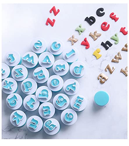 70 Pcs Fondant Letter cutters and cake Scraper Set, Smilerain cookie  Decorating Tools Alphabet and Numbers Fondant cake Mold cut
