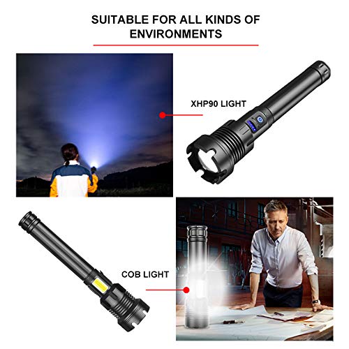 BESTSUN 26000 High Lumens LED Flashlight,Super Bright XHP90 LED Flashlights,Rechargeable Brightest Handheld Led Flash Lights,Powerful Waterproof Zoomable Lamp with 7 Modes for Emergency,Camping