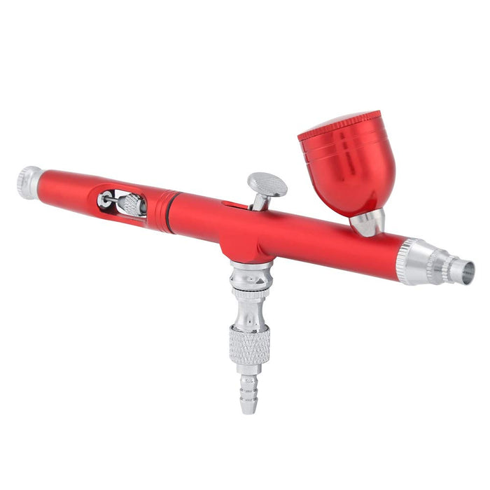 Paint Spray Pen Multi-Purpose Dual Action Gravity Feed Airbrush Kit Spray Air Brush Gun Tattoo Nail Tool 0.3mm (Red)