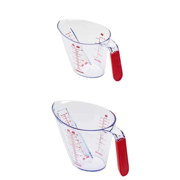 Farberware Pro Angled Measuring Cup, 2, Red and Farberware Pro Angled Measuring Cup, 4 Cup, Red