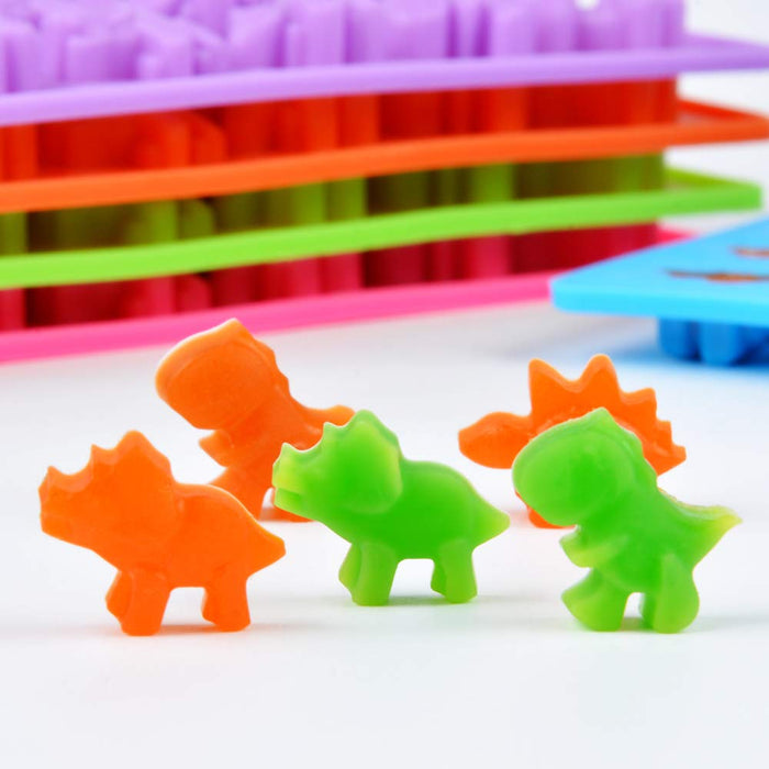 Dinosaur Gummy Molds - 5 Pack Mini Silicone Candy Molds Including Triceratops T-Rex Stegosaurus Brontosaurus