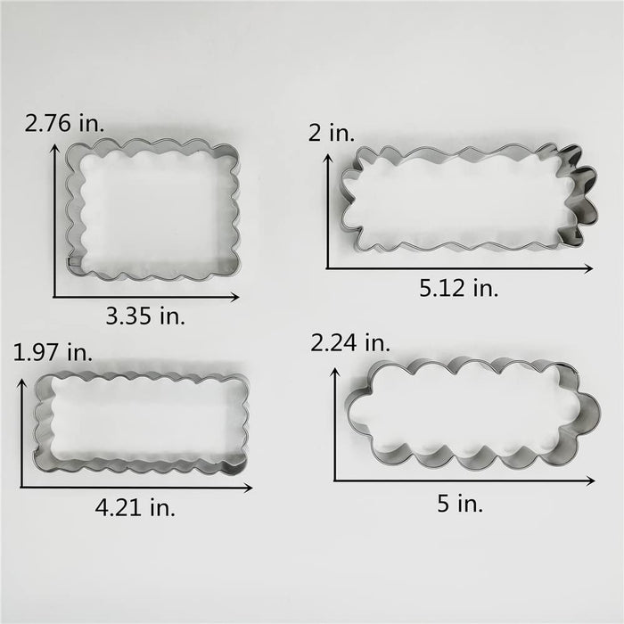 LILIAO Rectangle Scalloped Edge Cookie Cutter Set, Stainless Steel (Rectangle and Scalloped Edge 8-Piece Set)