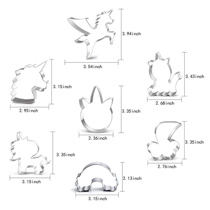 Unicorn Cookie Cutter Set-3 Inches-7 Piece-5 Unicorn Face&Head, Rainbow, Shooting Star, Fantasy Unicorn Fondant Molds for Kids