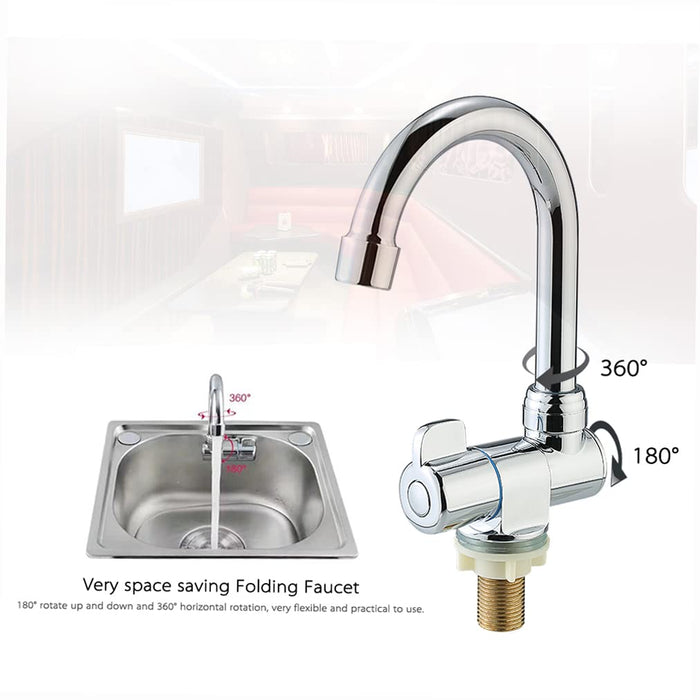 Foldable RV Faucet Rotating Single Handle Deck/Wall Mounted RV Kitchen Tap