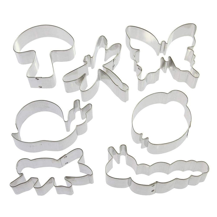 Foose Cookie Cutter 7 Piece Insect Dragonfly, Caterpillar, Ladybug, Mushroom, Grasshopper, Snail and Butterfly USA