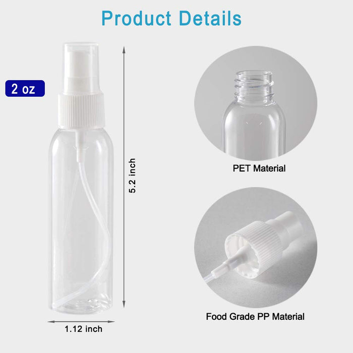 30 Pack 2 oz Fine Mist Mini Clear Spray Bottles with Pump Spray Cap - —  CHIMIYA