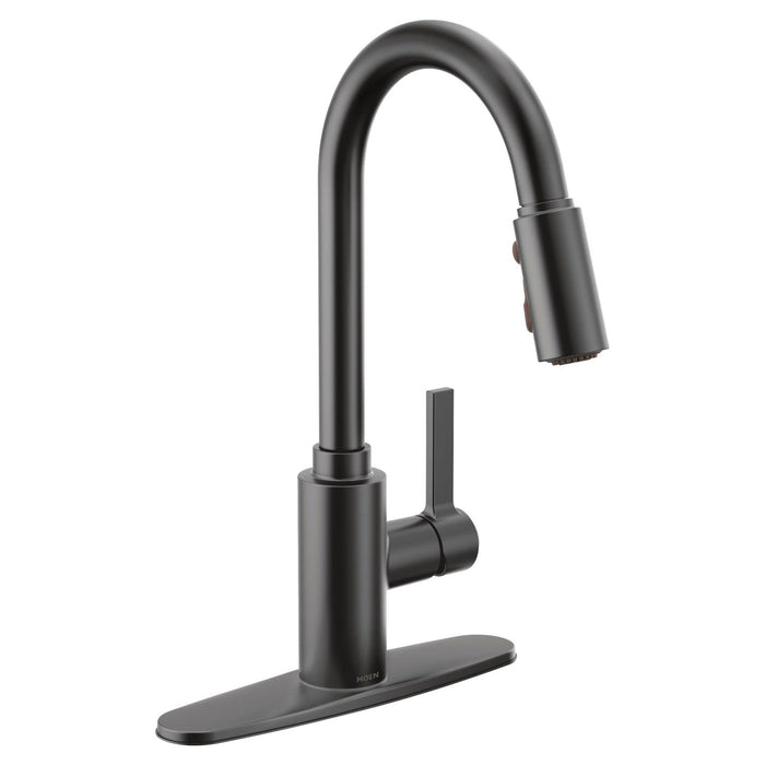 Moen Genta LX Matte Black Single-Handle Modern Kitchen Faucet with Pull Down Sprayer, Reflex Docking Head, Faucet for Kitchen Sink, Laundry, Bar has Power Boost for a Faster Clean, 7882BL