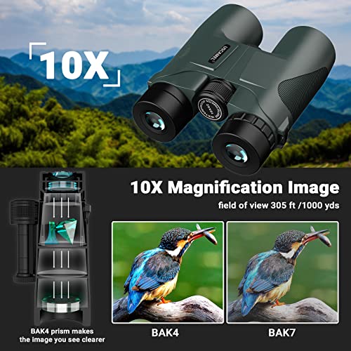 Uscamel 10X42 Binoculars For S, High Power Waterproof Binoculars With Low Light Vision, Compact Hd Professional Binoculars