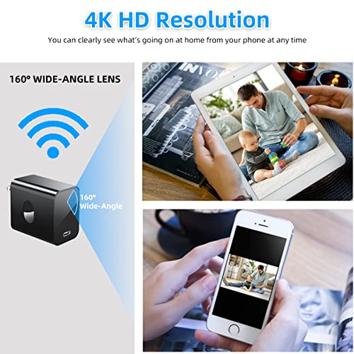 4K Spy Camera Hidden Camera Supports 2.4G5GHz WiFi, Small Mini Camera, Nanny Cam Hidden Camera with Human Detection, Night Vision