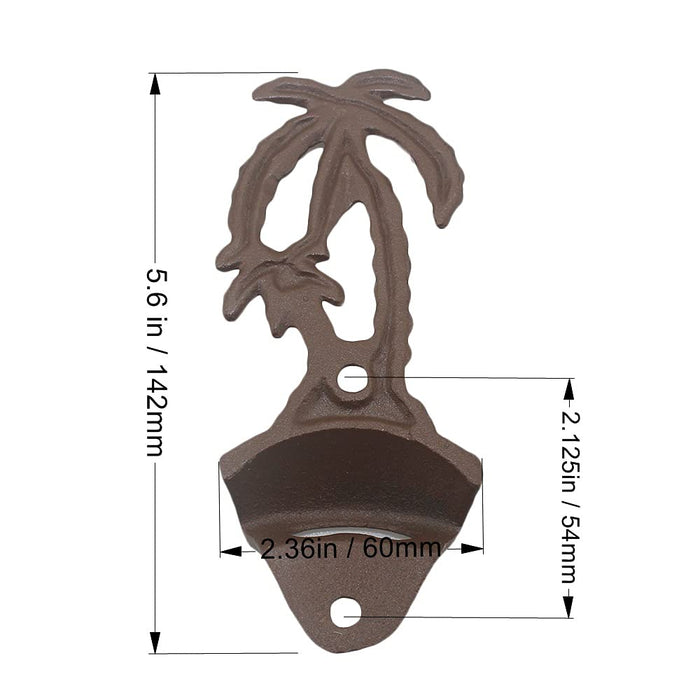Luwanburg Palm Tree Cast Iron Bottle Opener Wall Mounted for Beach Theme DecorParty s (Rustic Vintage)