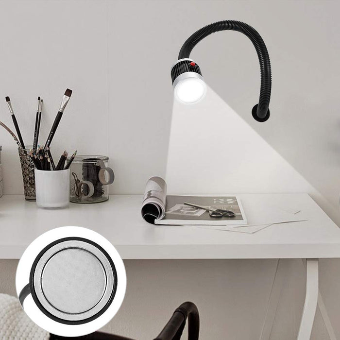 LED Sewing Working Light, 6W Magnetic Mount Base Adjustable Hose Beauty Nail Learning Cold White Lamp 110-220V
