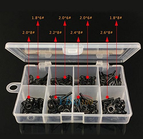 80Pcs 8 Sizes Fishing Rod Parts Pole Guide Tip Tops Stainless Repair Guides DIY Set Kits Rod Tip Repair Kit Rod Tips Repair Kit
