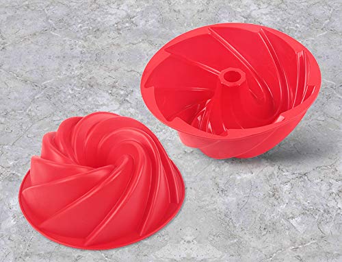 DODXIAOBEUL dodxiaobeul 7 inch silicone baking molds,fluted tube cake pans,round  shape non stick molds,silicone oven safe chocolate mouss