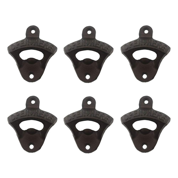 Luwanburg Vintage Wall Mounted Cast Iron Beer Bottle Opener Rustic for Garage Man Cave Bar s (Pack of 6)