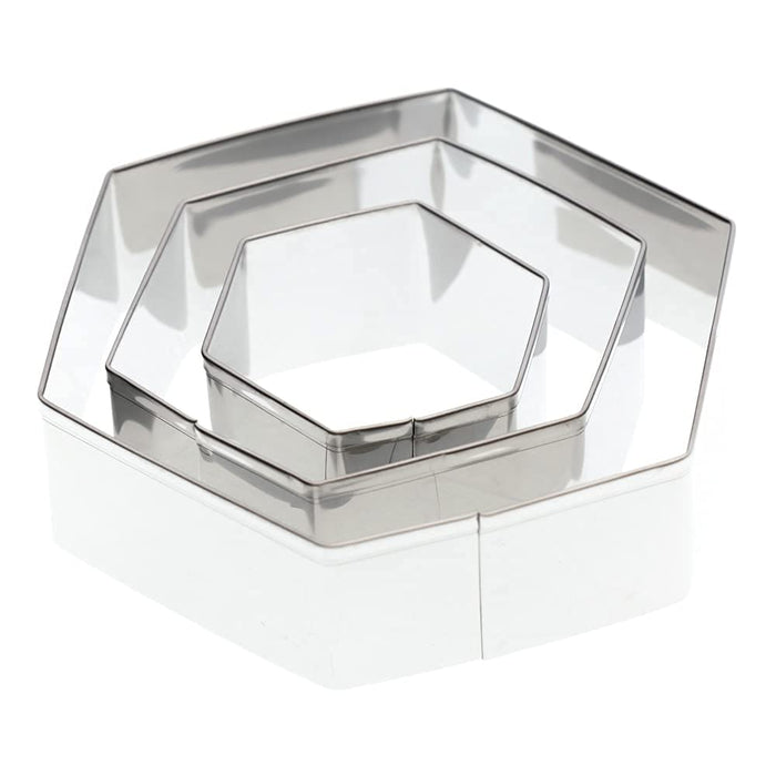 Hexagon Cookie Cutter 3 Piece Set - 2 Inches, 3 Inches, 4 Inches - Cookie Cutter Kingdom