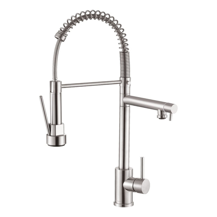 APPASO Commercial Kitchen Faucet, High Arc Sink Faucet with Pull-Out Spring Spout and Pot Filler, Brushed Nickel Professional Single Handle Faucets for Kitchen Sink, Llaves para Fregaderos de Cocina