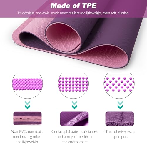 Yoga Mat, Toplus 14 Inch Thick Yoga Mat Doublesided Non Slip Eco Friendly Fitness Exercise Mat With Strap Professional Tpe Yoga
