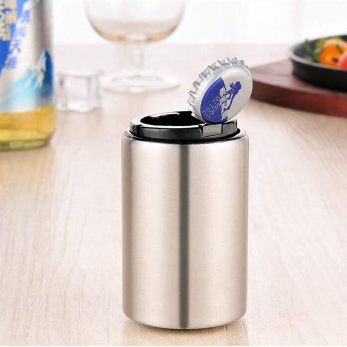 Automatic Bottle Opener Stainless Steel Push Down Wine Beer Openers Practical Kitchen Accessories + Free Bottle Opener Keychain