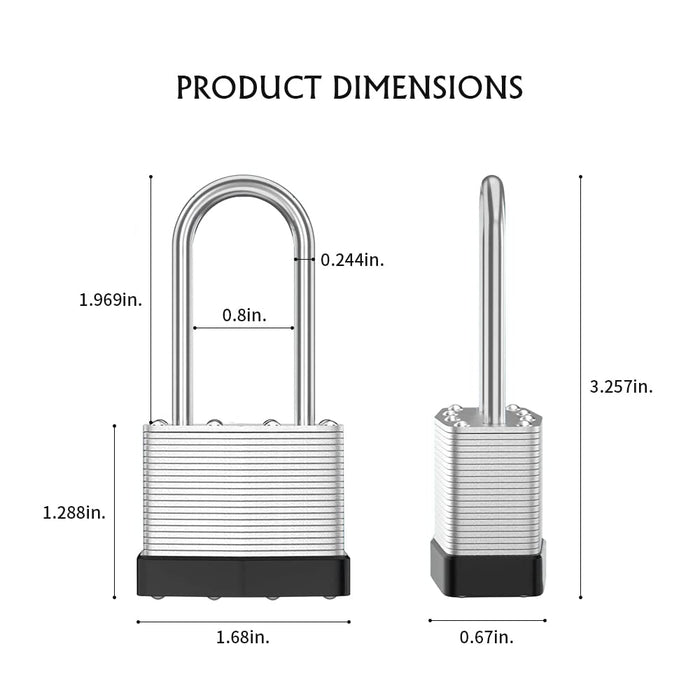 CINCINNO 40mm Padlock with Key,Weatherproof Laminated Steel Locks with Keys,Heavy Duty Keyed Alike Padlocks for Outdoor Use,12 P
