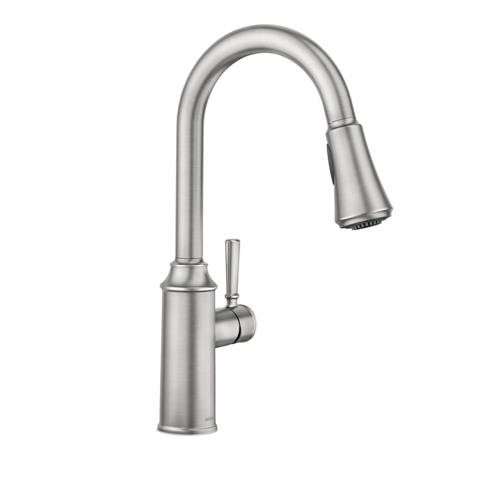 Moen Conneaut Spot Resist Stainless One-Handle High Arc Kitchen Sink Faucet with Power Boost for a Faster Clean, Kitchen Faucet with Pull Down Sprayer for Commercial, RV, or Bar, 87801SRS