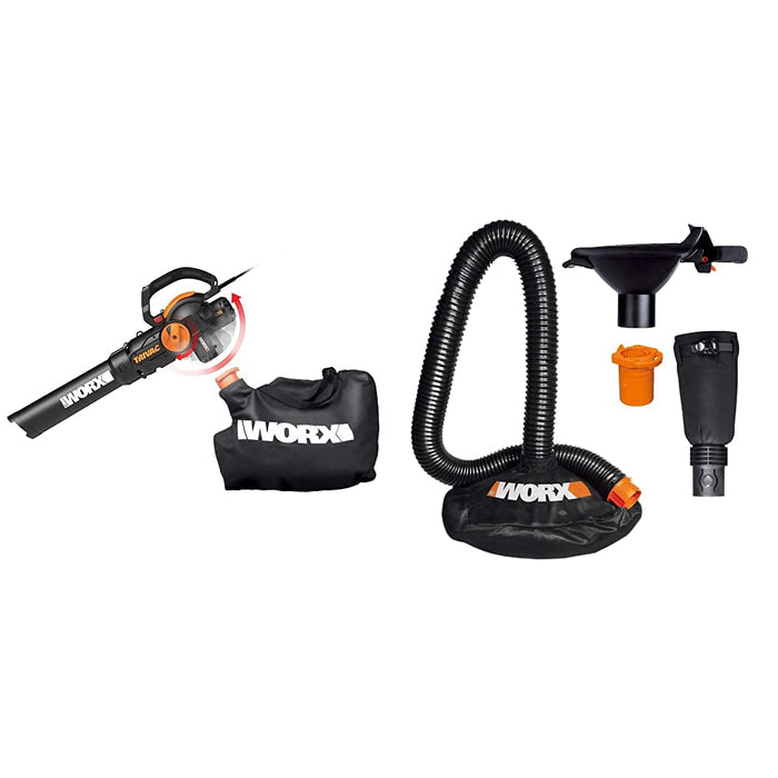 WORX WG512 Trivac 2.0 Electric 12-amp 3-in-1 Vacuum Blower/Mulcher/Vac with LeafPro Universal Leaf Collection System for All Major Blower/Vac Brands