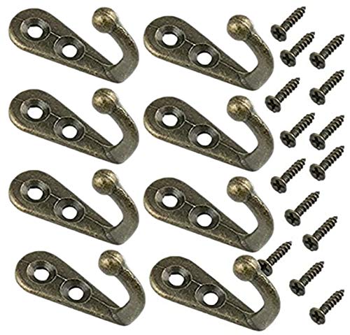 Yansanido Pack Of 24 Mini Bronze Tone Vintage Style Double Hole Metal Single Hook Hangers Door Hook Hanging With 48 Screws