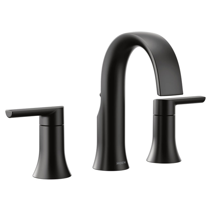 Moen Doux Matte Black Two-Handle 8-Inch Widespread Lever Handle Bathroom Faucet Trim Kit, Valve Required, TS6925BL
