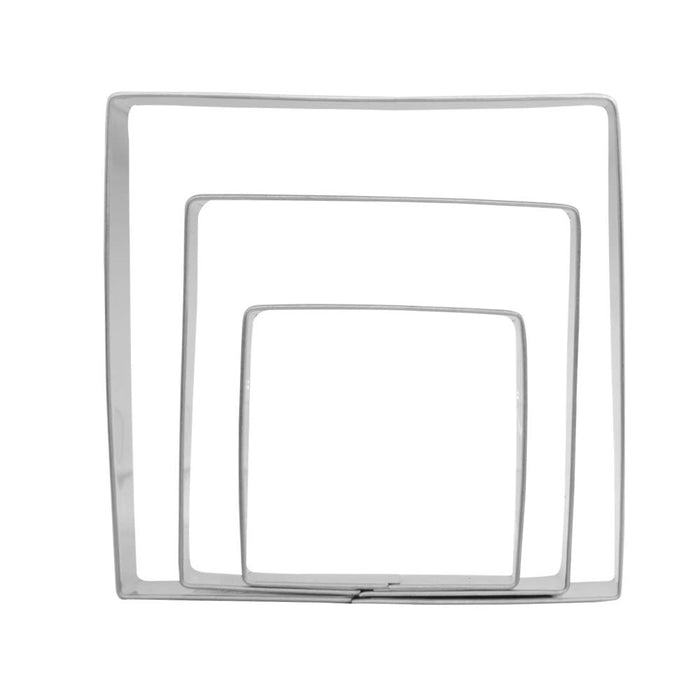 Large Square Cookie Cutter Set - 4.5”,3.5”,2.5” - 3 Piece - Stainless Steel