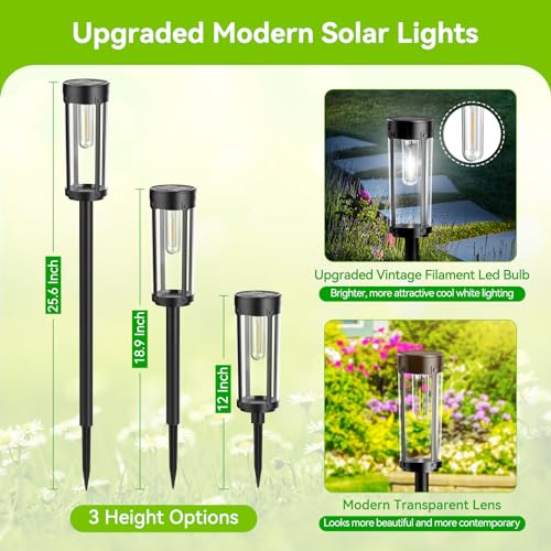 WdtPro Solar Lights for Outside Pathway 8 Pack, Super Bright Over 12 Hours Solar Walkway Driveway Lights, Waterproof Outdoor