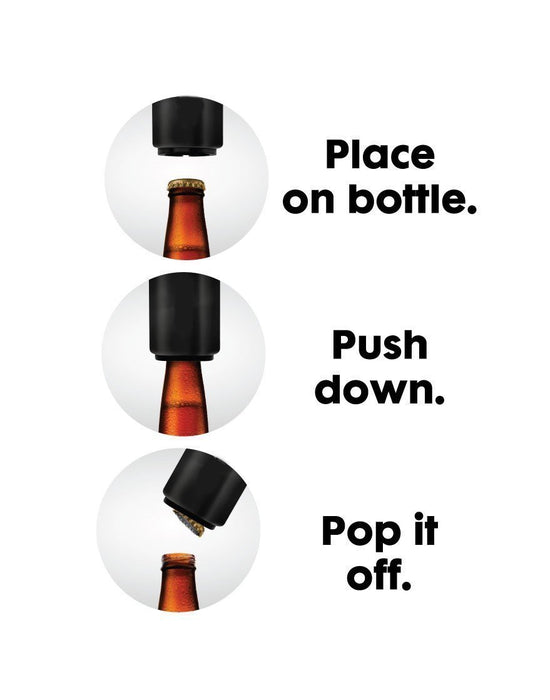3 Pack Magnetic Push Down Bottle Cap Opener by HQY, Silver (New Version)